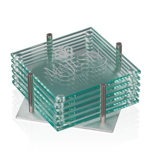 Corporate Recognition Gifts - Desk Accessories - Square Coasters - Set of 6 