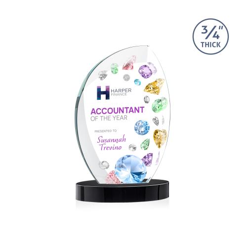 Corporate Awards - Crystal Awards - Wichita Full Color Black on Alberton Base Peak Crystal Award