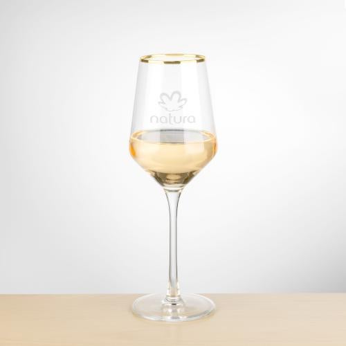 Corporate Recognition Gifts - Etched Barware - Wine Glasses - Tucson Gold Rim Wine - Deep Etch