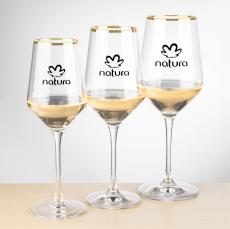 Tucson Gold Rim Wine - Imprinted - Etched Barware