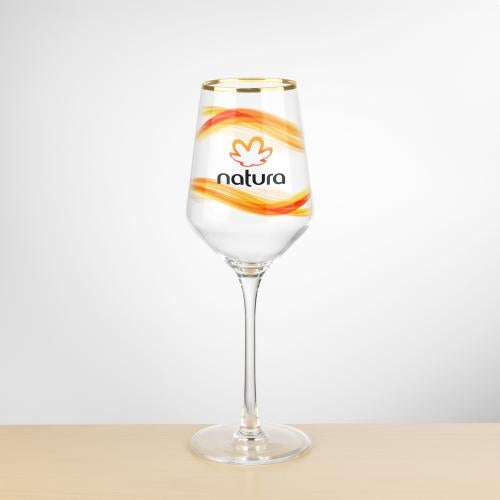 Corporate Recognition Gifts - Etched Barware - Wine Glasses - Tucson Gold Rim Wine Glass - Full Color