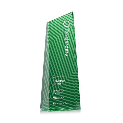 Corporate Awards - Crystal Awards - Hallandale Green Obelisk Crystal Award