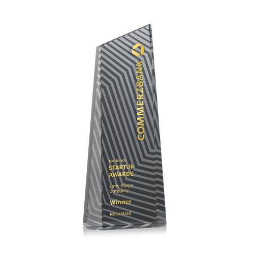 Corporate Awards - Crystal Awards - Hallandale Black Obelisk Crystal Award