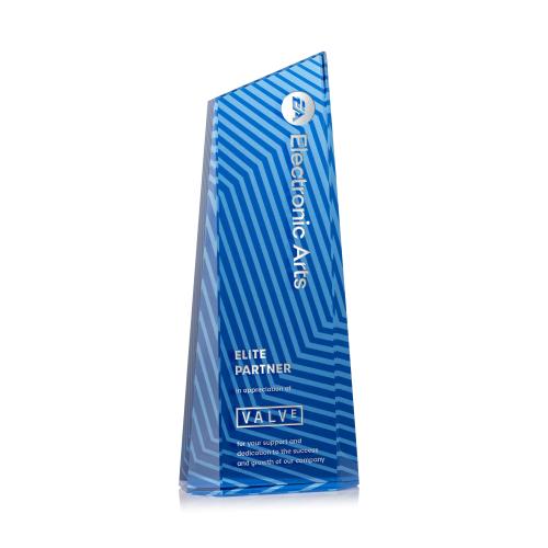 Corporate Awards - Crystal Awards - Hallandale Blue Obelisk Crystal Award