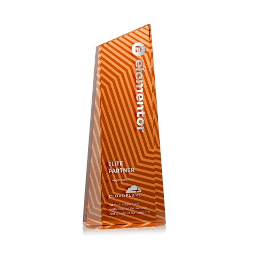 Corporate Awards - Crystal Awards - Hallandale Orange Obelisk Crystal Award
