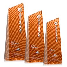 Hallandale Orange Obelisk Crystal Award - Crystal Pillar Awards