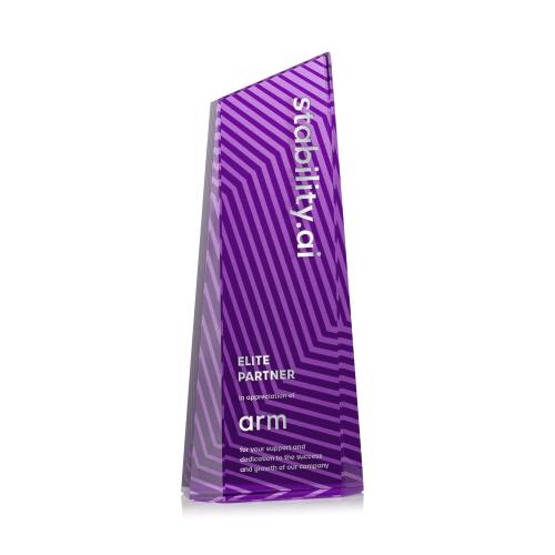Corporate Awards - Crystal Awards - Hallandale Purple Obelisk Crystal Award