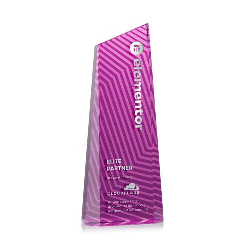 Corporate Awards - Crystal Awards - Hallandale Pink Obelisk Crystal Award
