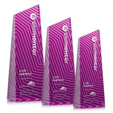 Hallandale Pink Obelisk Crystal Award - Crystal Pillar Awards