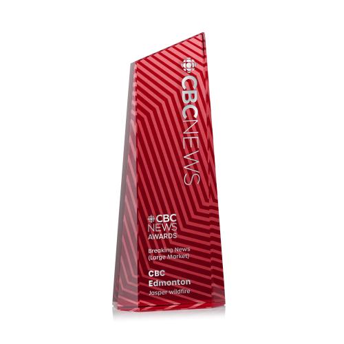 Corporate Awards - Crystal Awards - Hallandale Red Obelisk Crystal Award