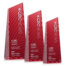 Hallandale Red Obelisk Crystal Award - Colored Glass Awards