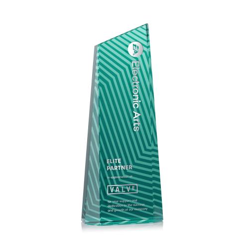 Corporate Awards - Crystal Awards - Hallandale Teal Obelisk Crystal Award