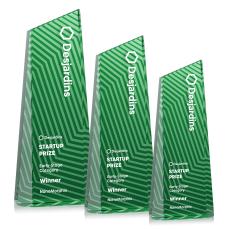 Hallandale Full Color Green Obelisk Crystal Award - Crystal Pillar Awards