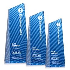 Hallandale Full Color Blue Obelisk Crystal Award - Corporate Awards