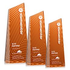 Hallandale Full Color Orange Obelisk Crystal Award - Corporate Awards