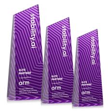 Hallandale Full Color Purple Obelisk Crystal Award - Corporate Awards