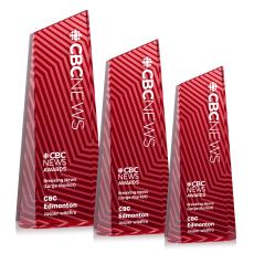 Hallandale Full Color Red Obelisk Crystal Award - Corporate Awards