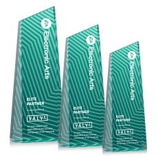 Hallandale Full Color Teal Obelisk Crystal Award - Corporate Awards