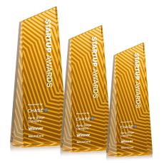 Hallandale Full Color Yellow Obelisk Crystal Award - Corporate Awards