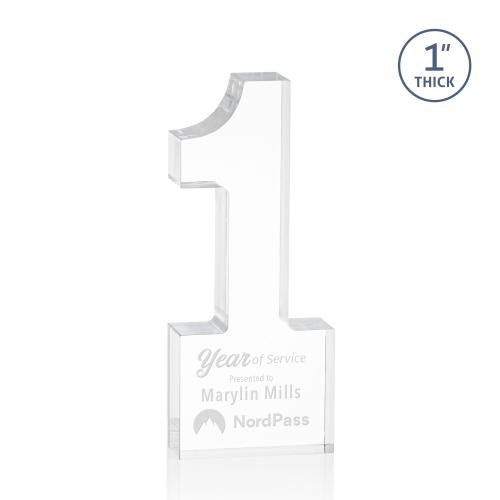 Corporate Awards - Years of Service Awards - 1 Year of Service Award - Employee Anniversary Acrylic Number
