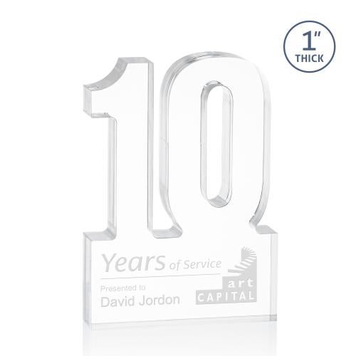Corporate Awards - Years of Service Awards - 10 Years of Service Award - Employee Anniversary Acrylic Number
