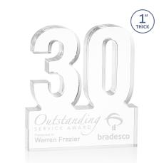 30 Years of Service Award - Employee Anniversary Acrylic Number - Corporate Awards
