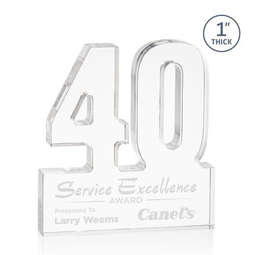 Corporate Awards - Years of Service Awards - 40 Years of Service Award - Employee Anniversary Acrylic Number