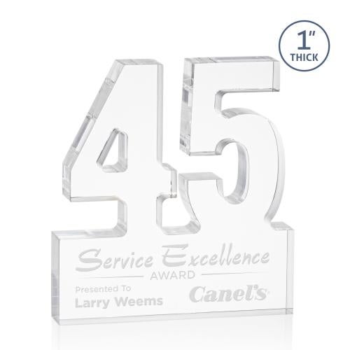 Corporate Awards - Years of Service Awards - 45 Years of Service Award - Employee Anniversary Acrylic Number