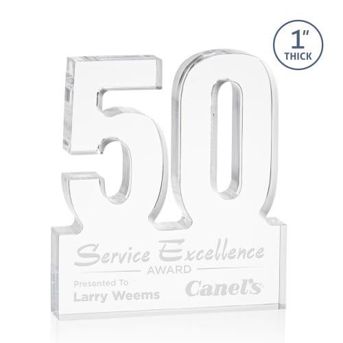 Corporate Awards - Years of Service Awards - 50 Years of Service Award - Employee Anniversary Acrylic Number