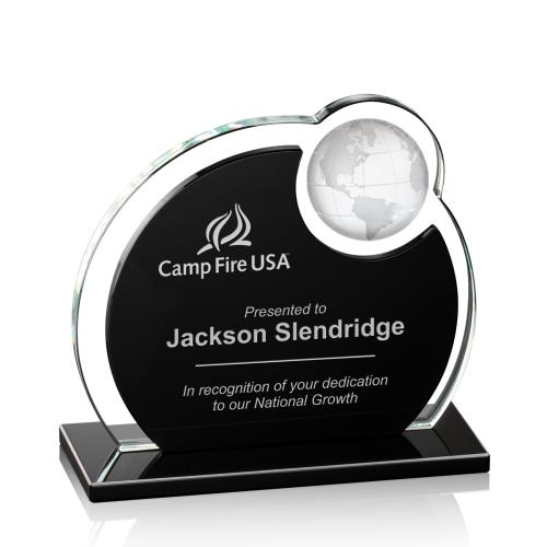 Corporate Awards - Sales Awards - Riccarda Globe Black Spheres Crystal Award