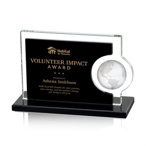 Corporate Awards - Sales Awards - Calvina Globe Black Spheres Crystal Award