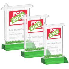 Real Estate Green Abstract / Misc Crystal Award - Colored Crystal