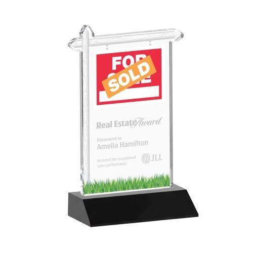 Corporate Awards - Crystal Awards - Real Estate Black Abstract / Misc Crystal Award