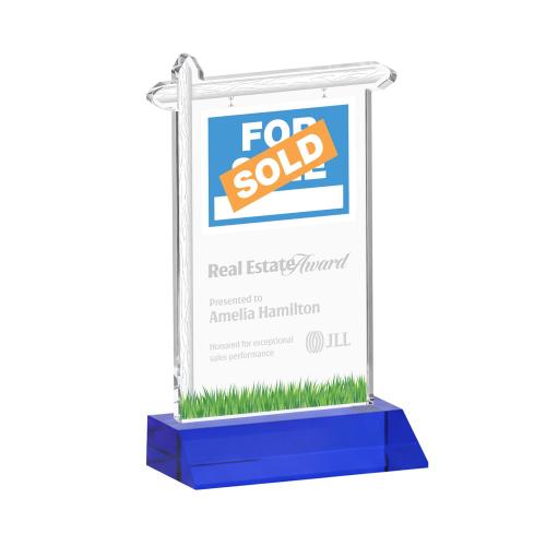 Corporate Awards - Crystal Awards - Real Estate Blue Abstract / Misc Crystal Award