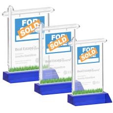 Real Estate Blue Abstract / Misc Crystal Award - Glass Awards