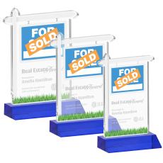 Real Estate Blue Abstract / Misc Crystal Award - Colored Crystal