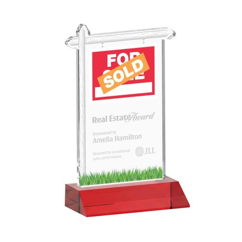 Corporate Awards - Crystal Awards - Real Estate Red Abstract / Misc Crystal Award