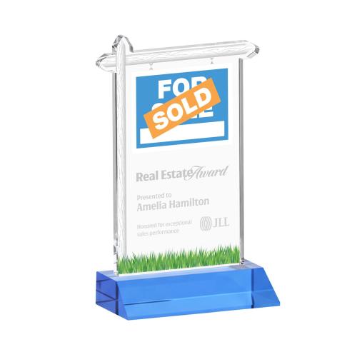 Corporate Awards - Crystal Awards - Real Estate Sky Blue Abstract / Misc Crystal Award