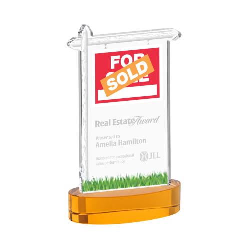 Corporate Awards - Crystal Awards - Real Estate Amber on Alberton Base Abstract / Misc Crystal Award