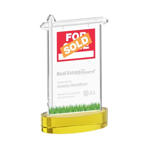 Corporate Awards - Crystal Awards - Real Estate Gold on Alberton Base Abstract / Misc Crystal Award