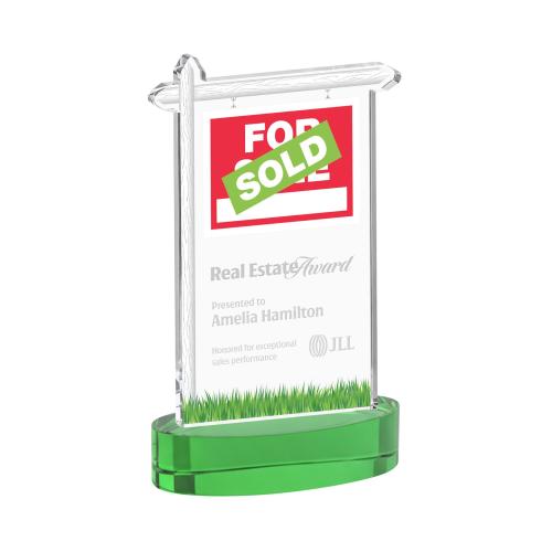 Corporate Awards - Crystal Awards - Real Estate Green on Alberton Base Abstract / Misc Crystal Award