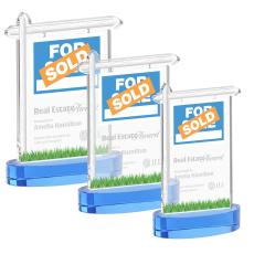 Real Estate Sky Blue on Alberton Base Abstract / Misc Crystal Award - Corporate Awards