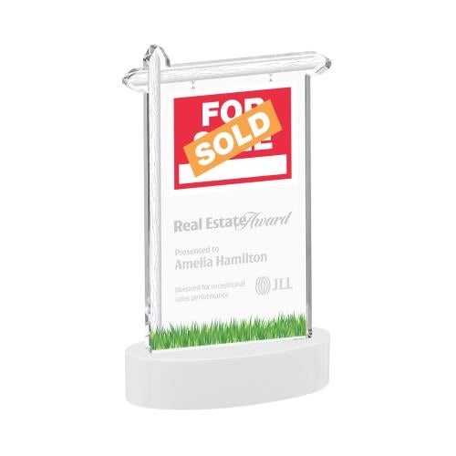 Corporate Awards - Crystal Awards - Real Estate White on Alberton Base Abstract / Misc Crystal Award