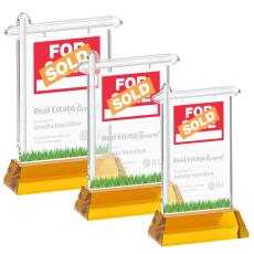 Real Estate Amber on Hartford Base Abstract / Misc Crystal Award - Glass Awards