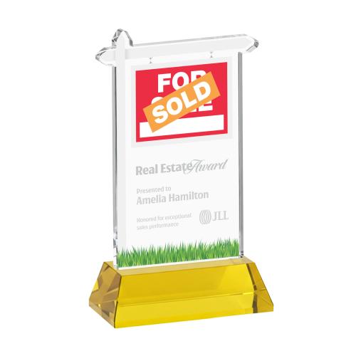 Corporate Awards - Crystal Awards - Real Estate Gold on Hartford Base Abstract / Misc Crystal Award