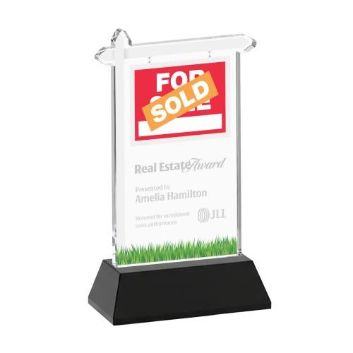 Corporate Awards - Crystal Awards - Real Estate Black on Hartford Base Abstract / Misc Crystal Award