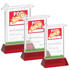 Real Estate Red on Hartford Base Abstract / Misc Crystal Award - Red Crystal Awards