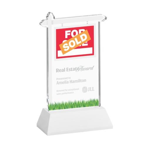 Corporate Awards - Crystal Awards - Real Estate White on Hartford Base Abstract / Misc Crystal Award