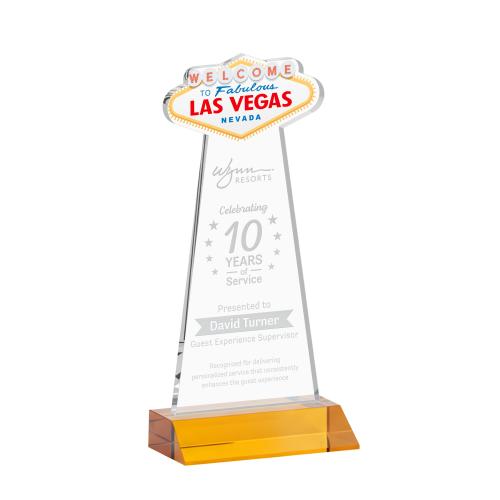 Corporate Awards - Crystal Awards - Las Vegas Amber Abstract / Misc Crystal Award