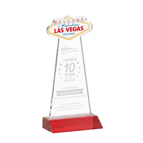 Corporate Awards - Crystal Awards - Las Vegas Red Abstract / Misc Crystal Award